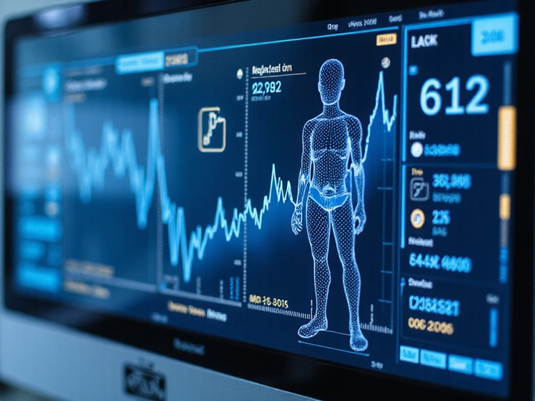 Interfaccia digitale futuristica con visualizzazione dati sulla salute